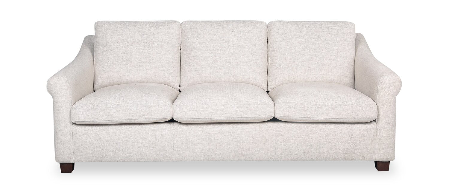 Mallie 84" Chenille Fabric Sofa with Rolled Arms and Wood Legs - Shell White | Sofa Mallie de 84 po en tissu de chenille avec accoudoirs enroulés et pattes en bois - blanc coquillage