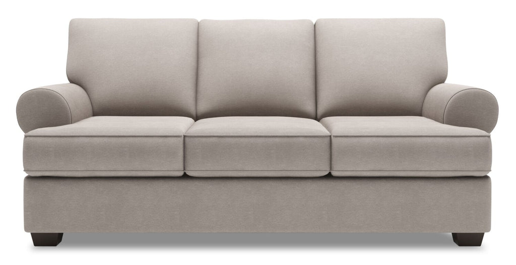 Made in Canada Customizable Sofa Lab Roll 86" Linen-Look Fabric Sofa with Rolled Arms - Pax Slate Grey | Sofa Roll de Sofa Lab de 86 po fabriqué au Canada en tissu d’apparence lin avec accoudoirs enroulés - gris Pax Slate | RO103049