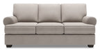 Made in Canada Customizable Sofa Lab Roll 86" Linen-Look Fabric Sofa with Rolled Arms - Pax Slate Grey | Sofa Roll de Sofa Lab de 86 po fabriqué au Canada en tissu d’apparence lin avec accoudoirs enroulés - gris Pax Slate | RO103049