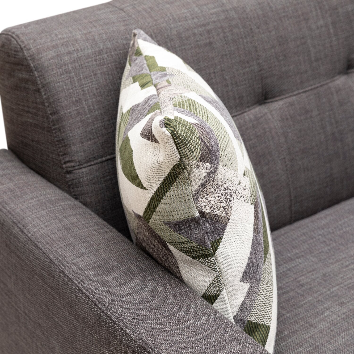 Kort & Co. Freeman 80” Linen-Look Fabric Condo Size Sofa with Wood Legs - Charcoal Grey | Sofa Freeman de Kort & Co. de 80 po de format condo en tissu d’apparence lin avec base et pattes en bois - gris anthracite