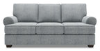 Made in Canada Customizable Sofa Lab Roll 86" Linen-Look Fabric Sofa with Rolled Arms - Luna Pewter Grey  | Sofa Roll de Sofa Lab de 86 po fabriqué au Canada en tissu d’apparence lin avec accoudoirs enroulés - gris Luna Pewter | RO102291