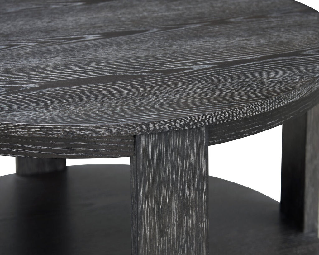 Declan 31.5" Modern Round Coffee Table with Shelf & Casters - Black | Table à café ronde Declan moderne de 31,5 po avec tablette - noire