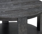 Declan 31.5" Modern Round Coffee Table with Shelf & Casters - Black | Table à café ronde Declan moderne de 31,5 po avec tablette - noire