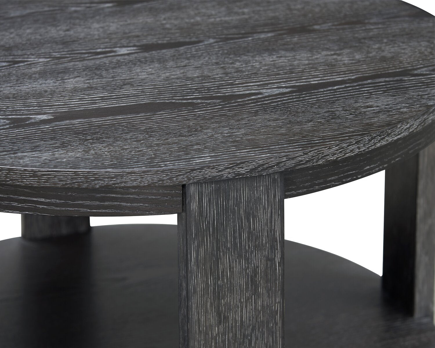 Declan 31.5" Modern Round Coffee Table with Shelf & Casters - Black | Table à café ronde Declan moderne de 31,5 po avec tablette - noire