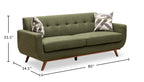 Kort & Co. Freeman 80” Linen-Look Fabric Condo Size Sofa with Wood Legs - Avocado Green | Sofa Freeman de Kort & Co. de 80 po de format condo en tissu d’apparence lin avec base et pattes en bois - vert avocat