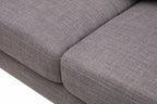 Kort & Co. Freeman 88" Linen-Look Fabric Sofa with Wood Base and Tufted Back Cushions - Charcoal Grey | Sofa Freeman Kort & Co. de 88 po en tissu d’apparence lin avec pattes en bois et coussins de dossier capitonnés - gris anthracite