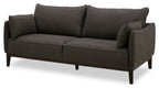 Cindy Crawford Home Gena 78.7" Linen-Look Fabric Condo Size Sofa with Removable Back Cushions - Charcoal Grey | Sofa Gena de Cindy Crawford Home de 78,7 po de format condo en tissu d’apparence lin avec coussins de dossier amovibles - gris anthracite