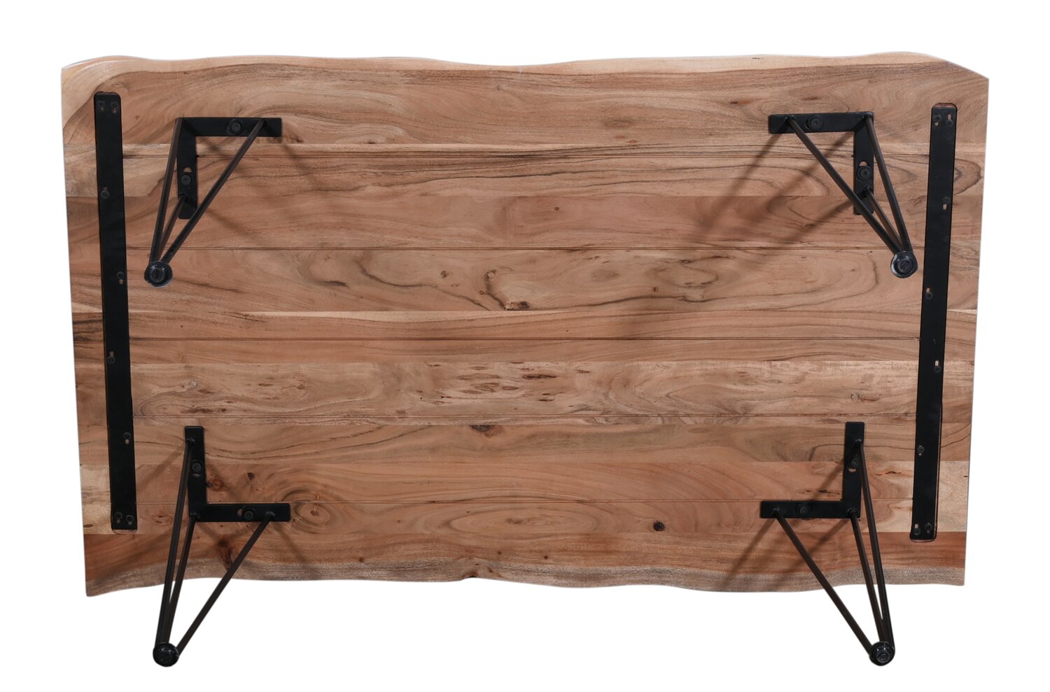 Miya Dining Table with Live Edge, Acacia Wood, Metal, 60"W - Natural | Table de salle à manger Miya de 60 po (L) en acacia et métal avec bordures Live Edge - naturelle