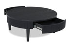 Sanford 42” Contemporary Round Solid Wood Coffee Table with Storage - Black | Table à café ronde contemporaine Sanford de 42 po en bois massif avec rangement - noire
