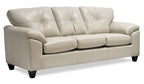 Made in Canada Addison 86" Leather-Look Fabric Sofa with Removable Seat Cushion and Tufting - Beige | Sofa Addison de 86 po fabriqué au Canada en tissu d’apparence cuir avec coussin de siège amovible et capitonnage - beige