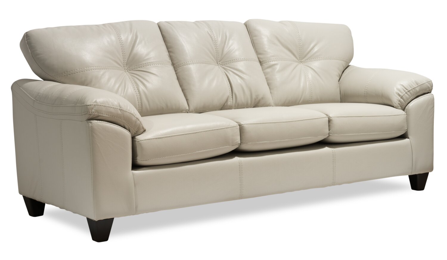 Made in Canada Addison 86" Leather-Look Fabric Sofa with Removable Seat Cushion and Tufting - Beige | Sofa Addison de 86 po fabriqué au Canada en tissu d’apparence cuir avec coussin de siège amovible et capitonnage - beige