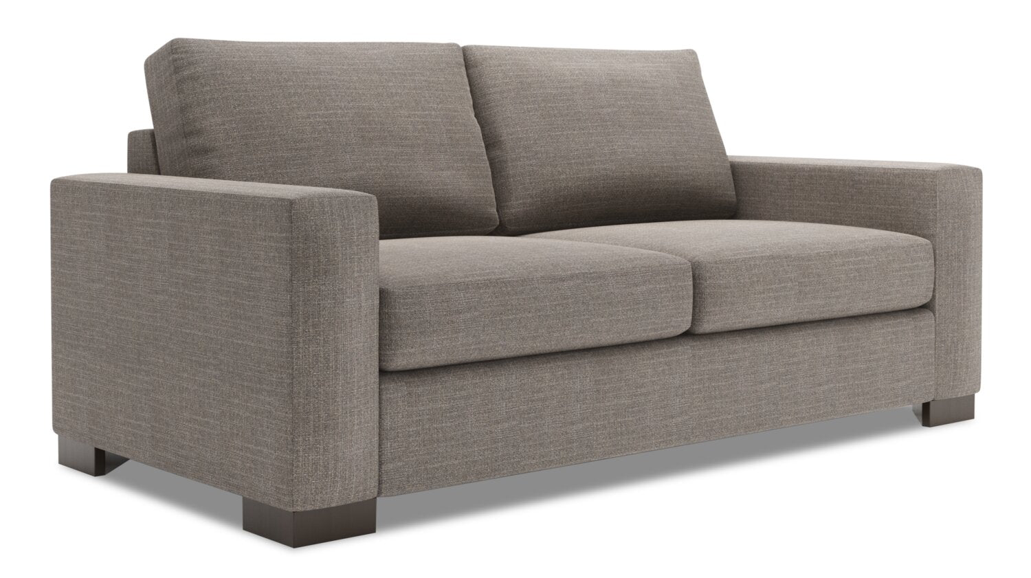 Made in Canada Customizable Sofa Lab Track 75" Linen-Look Fabric Condo Size Sofa with Track Arms - Luna Smoke Grey | Sofa Track de Sofa Lab de 75 po de format condo fabriqué au Canada en tissu d’apparence lin - gris Luna Smoke | TR092391