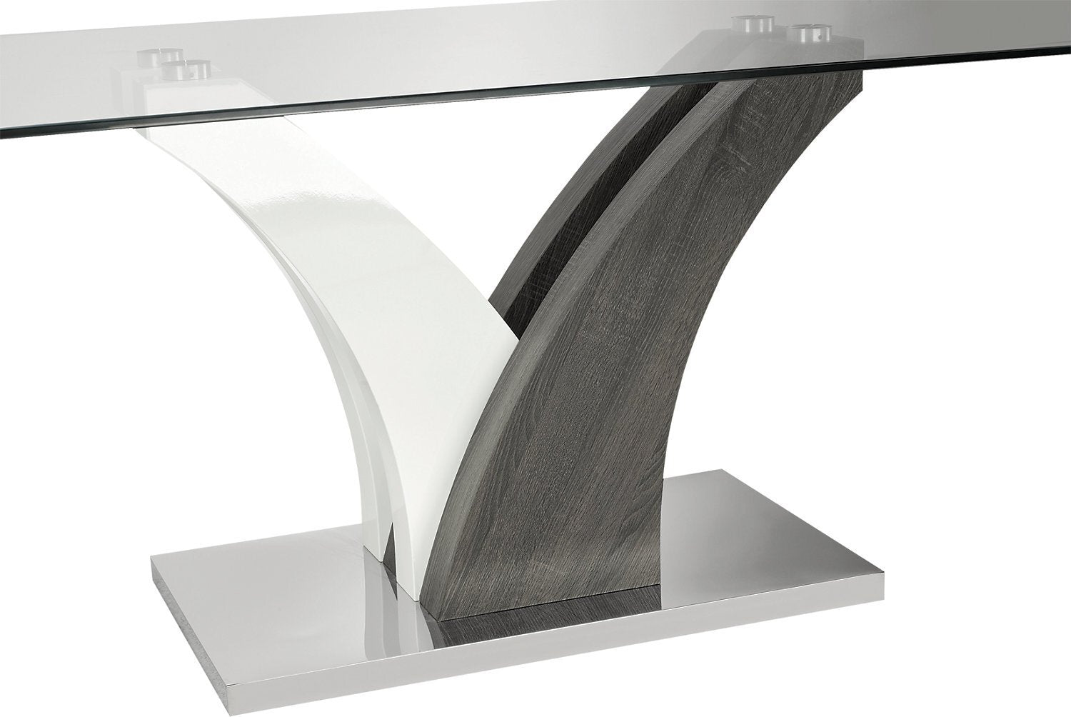 Tuxedo Dining Table with Glass Top, Pedestal Base, 72"W - Grey & White | Table de salle à manger Tuxedo de 72 po (L) avec dessus en verre et base piédestal - grise et blanche