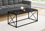 Millie 40.5" Modern Coffee Table - Black Marble Look with Black Metal Base|Table à café moderne Millie de 40,5 po - imitation de marbre noir avec base en métal noir