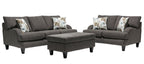 Made in Canada Nofia 80" Chenille Fabric Sofa with Two Accent Pillows and Wood Legs - Charcoal Grey | Sofa Nofia de 80 po fabriqué au Canada en tissu de chenille avec 2 coussins décoratifs et pattes en bois - gris anthracite
