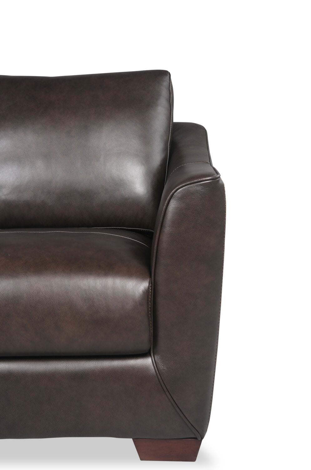Cindy Crawford Home Royce 84" Genuine Leather Sofa with Removable Cushions and Wood Legs - Chocolate Brown | Sofa Royce de Cindy Crawford Home de 84 po en cuir véritable avec coussins amovibles et pattes en bois - brun chocolat