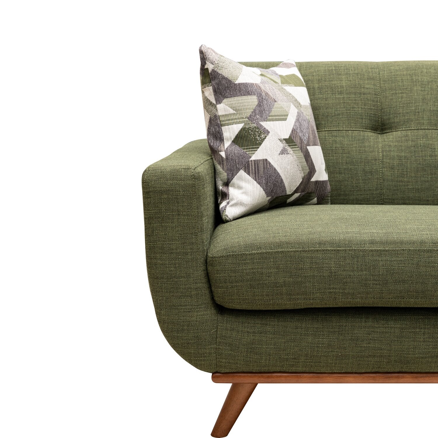 Kort & Co. Freeman 80” Linen-Look Fabric Condo Size Sofa with Wood Legs - Avocado Green | Sofa Freeman de Kort & Co. de 80 po de format condo en tissu d’apparence lin avec base et pattes en bois - vert avocat
