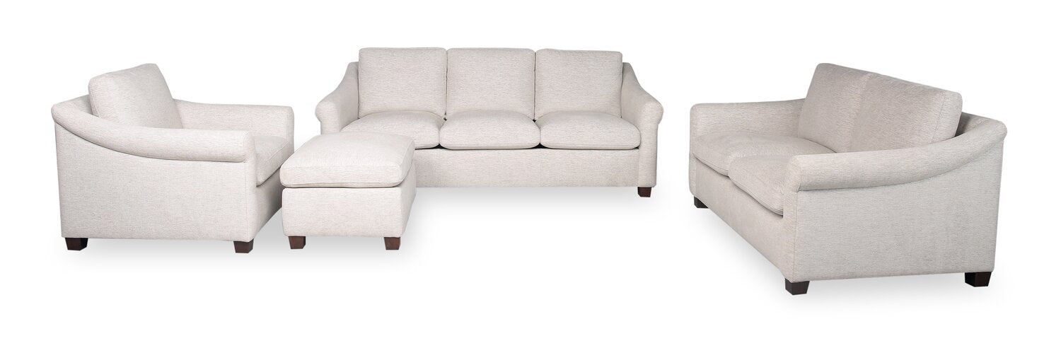 Mallie 84" Chenille Fabric Sofa with Rolled Arms and Wood Legs - Shell White | Sofa Mallie de 84 po en tissu de chenille avec accoudoirs enroulés et pattes en bois - blanc coquillage