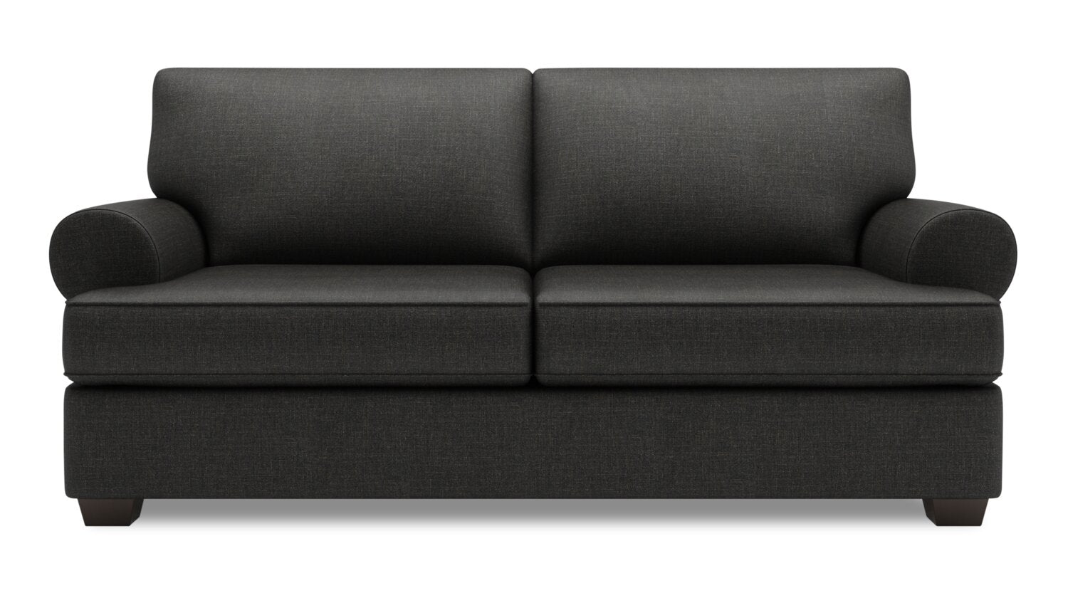 Made in Canada Customizable Sofa Lab Roll 76" Linen-Look Fabric Condo Size Sofa with Rolled Arms - Luna Kohl Grey | Sofa Roll de Sofa Lab de 76 po de format condo fabriqué au Canada en tissu d’apparence lin - gris Luna Kohl | RO092691