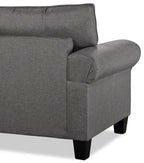 Made in Canada Tula 88" Fabric Sofa with Rolled Arms and Accent Pillows - Steel Grey | Sofa Tula de 88 po fabriqué au Canada en tissu avec accoudoirs enroulés et coussins décoratifs - gris acier