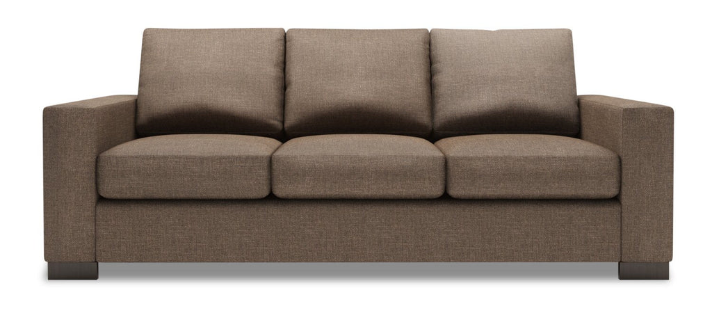 Made in Canada Customizable Sofa Lab Track 85" Linen-Look Fabric Sofa with Track Arms - Luna Praline Brown | Sofa Track de Sofa Lab de 85 po fabriqué au Canada en tissu d’apparence lin avec accoudoirs rectilignes - brun Luna Praline | TR102591