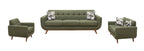 Kort & Co. Freeman 88" Linen-Look Fabric Sofa with Wood Base and Tufted Back Cushions - Avocado Green | Sofa Freeman Kort & Co. de 88 po en tissu d’apparence lin avec pattes en bois et coussins de dossier capitonnés - vert avocat