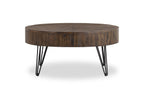 Kort & Co. Sol 38” Rustic Round Solid Pine Wood Coffee Table - Brown | Table à café ronde rustique Sol de Kort & Co. de 38 po en pin massif - brune