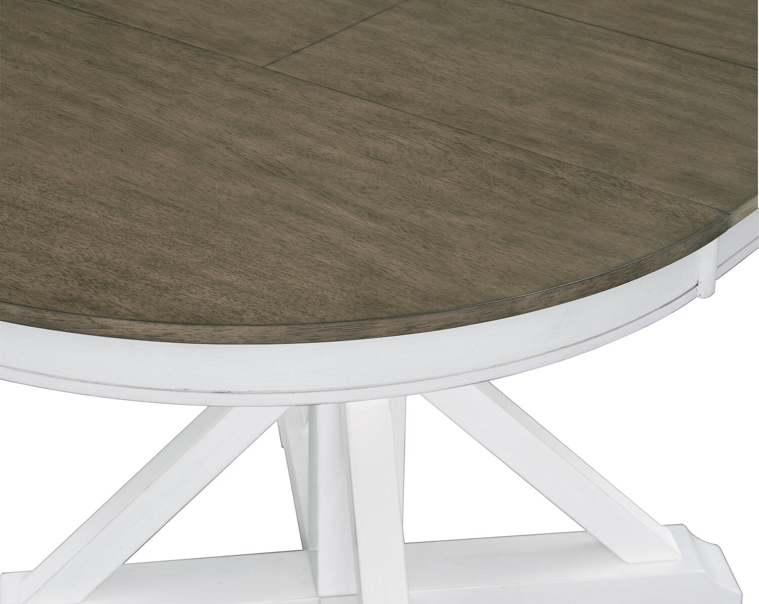 Brook Dining Table with 42-54"W Extension, Round - White/Brown | Table de salle à manger ronde Brook de 42 po à 54 po (L) avec rallonge - blanche et brune