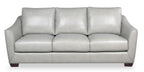 Cindy Crawford Home Royce 84" Genuine Leather Sofa with Removable Cushions and Wood Legs - Dove Grey | Sofa Royce de Cindy Crawford Home de 84 po en cuir véritable avec coussins amovibles et pattes en bois - gris tourterelle
