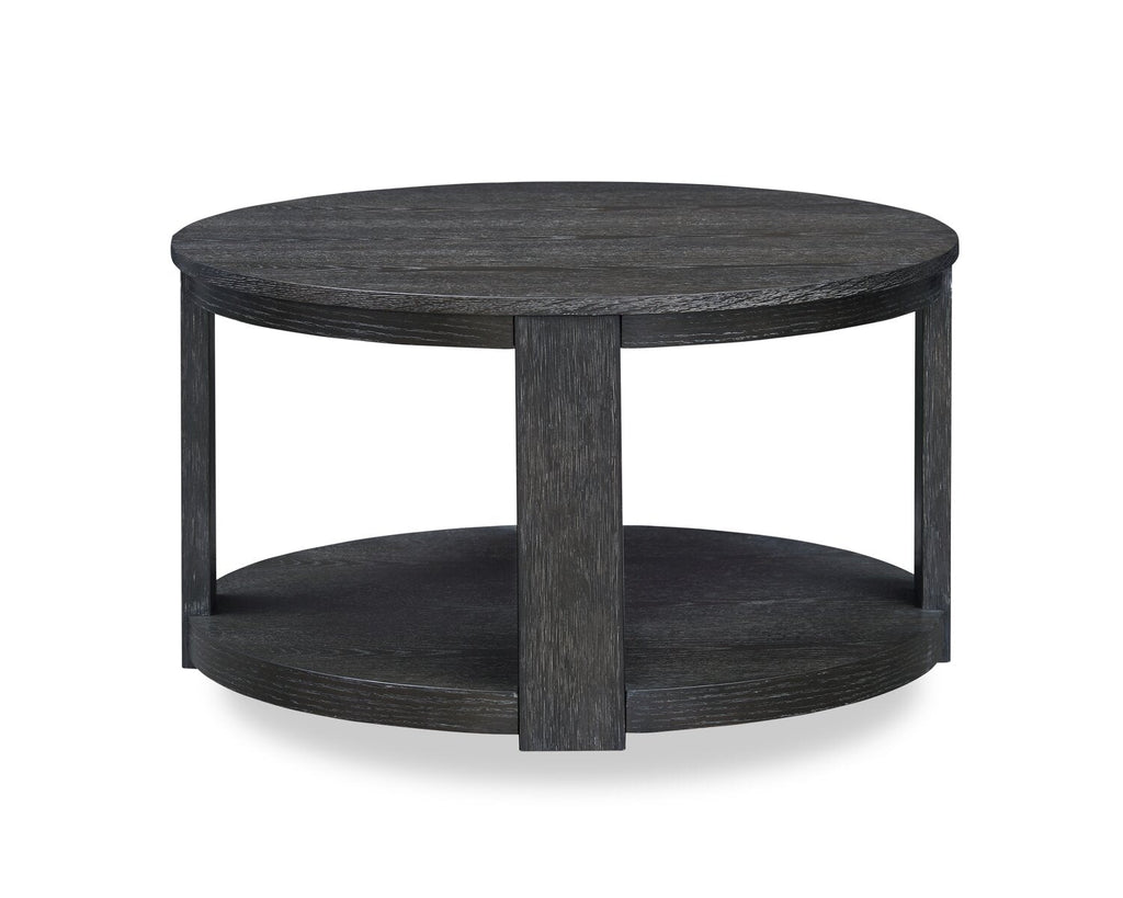 Declan 31.5" Modern Round Coffee Table with Shelf & Casters - Black | Table à café ronde Declan moderne de 31,5 po avec tablette - noire