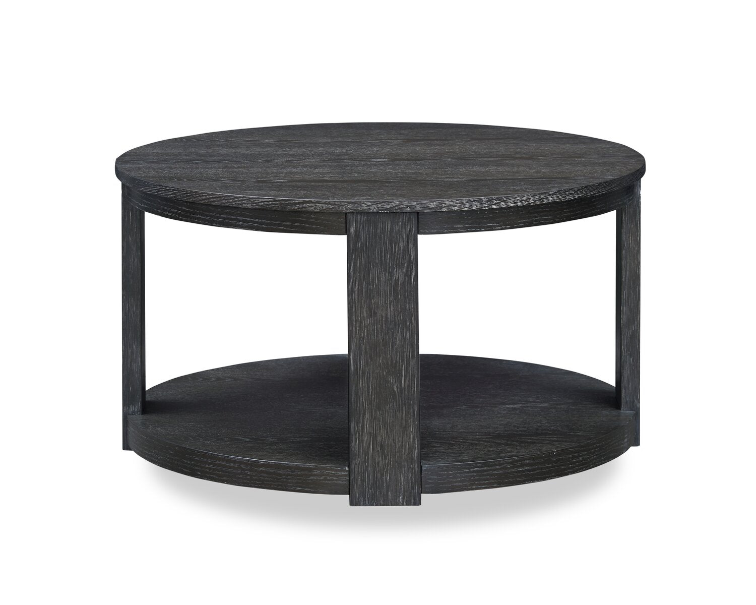 Declan 31.5" Modern Round Coffee Table with Shelf & Casters - Black | Table à café ronde Declan moderne de 31,5 po avec tablette - noire