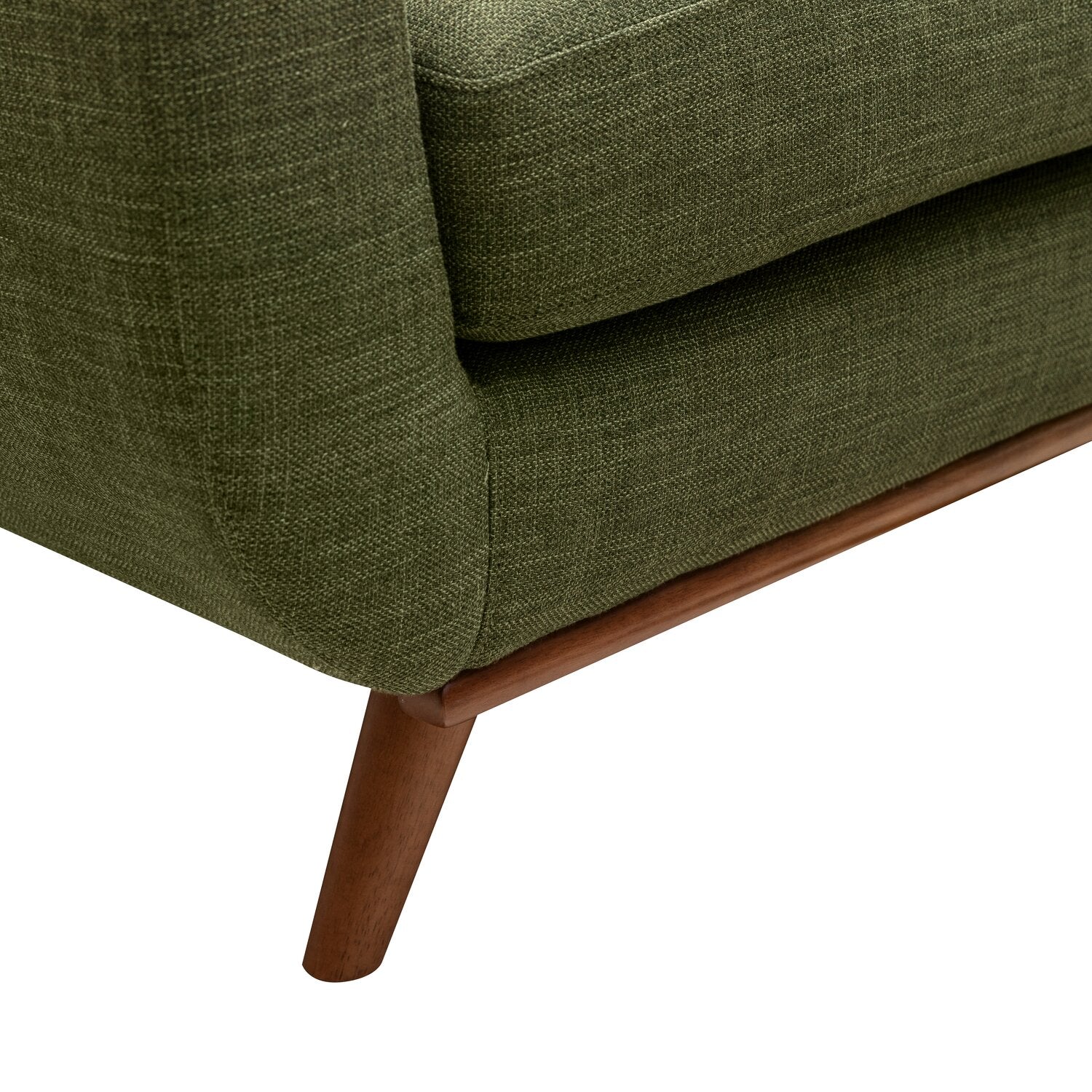 Kort & Co. Freeman 80” Linen-Look Fabric Condo Size Sofa with Wood Legs - Avocado Green | Sofa Freeman de Kort & Co. de 80 po de format condo en tissu d’apparence lin avec base et pattes en bois - vert avocat