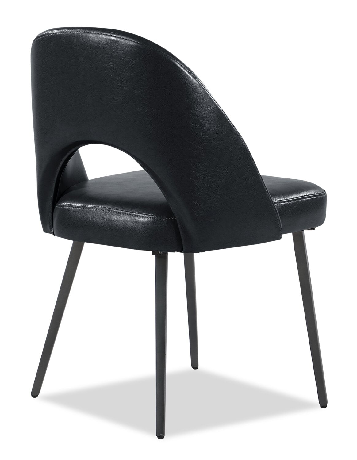 Elijah Dining Chair with Vegan Leather Fabric, Metal - Black | Chaise de salle à manger Elijah en tissu de cuir végétalien et en métal - noire