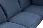 Kort & Co. Kassia 90.6" Linen-Look Fabric Sofa with Wood Base and Legs - Blue | Sofa Kassia de Kort & Co. de 90,6 po en tissu d’apparence lin avec base et pattes en bois - bleu