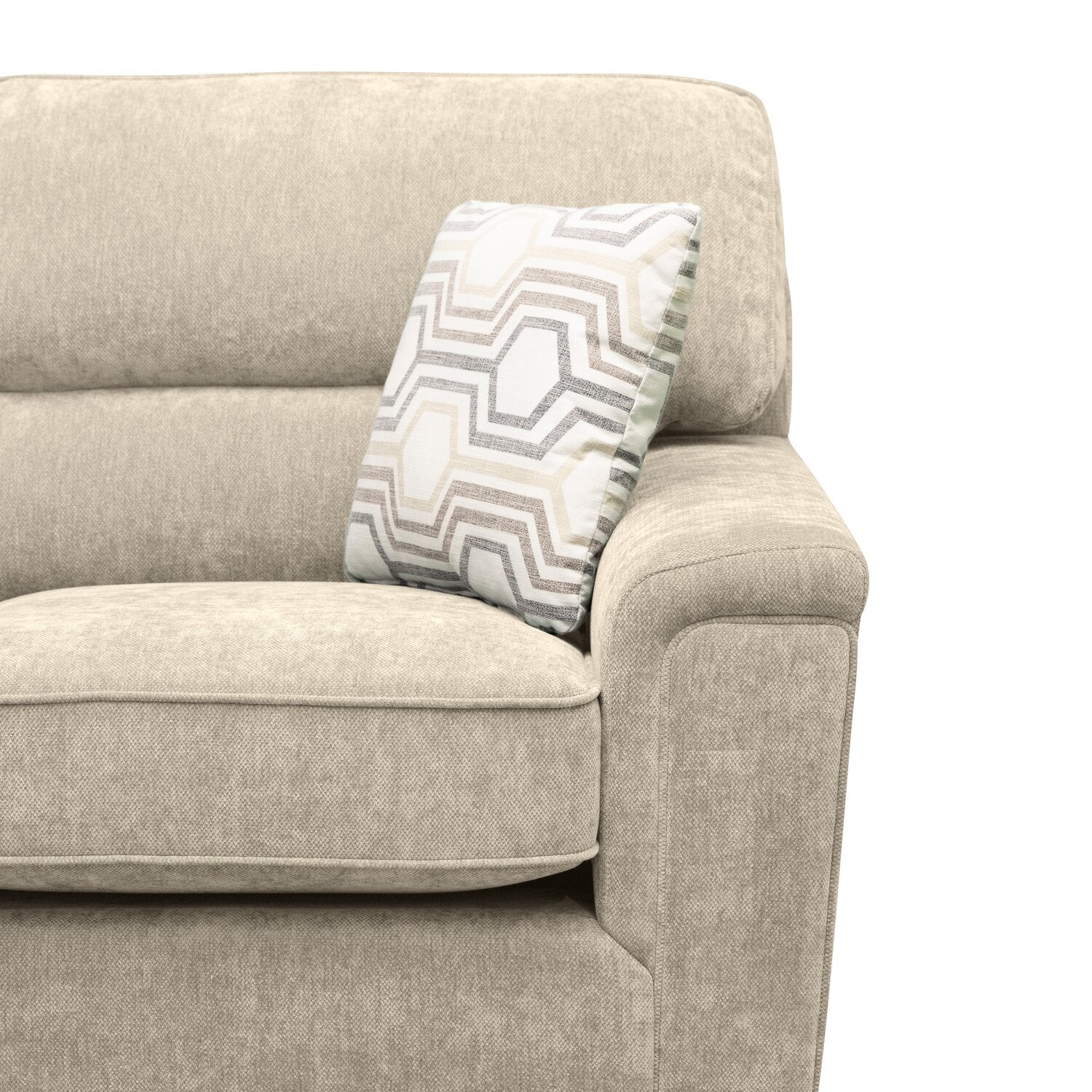 Lyric 88.1" Chenille Fabric Sofa with Reversible Seat Cushions, Accent Pillows and Wood Legs - Taupe | Sofa Lyric de 88,1 po en tissu de chenille avec coussins de siège réversibles, coussins décoratifs et pattes en bois - taupe