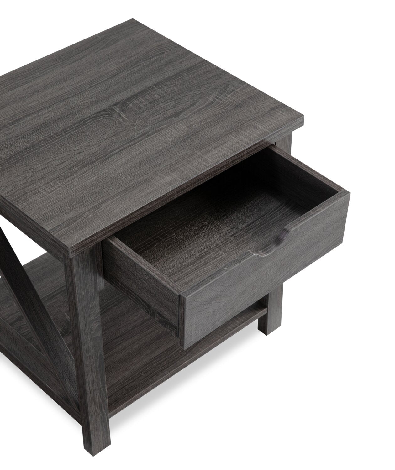 Jake 47.25" Rustic 2-Pack Coffee + End Table with Storage and Shelf - Distressed Grey |2 tables à café rustiques Jake de 47,25 po avec rangement et tablette - gris vieilli