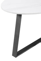 Kort & Co. Nico 51" Modern Oval Coffee Table - White Sinetered Stone with Dark Grey Metal Legs|Table à café ovale moderne Nico de Kort & Co. de 51 po - pierre frittée blanche avec pattes en métal gris foncé