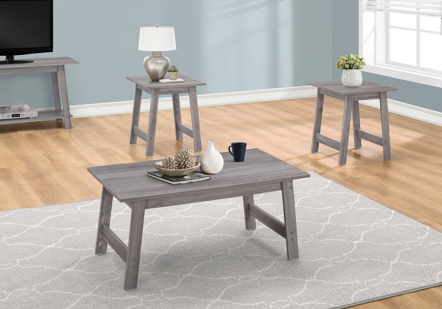 Jacey 36" Modern 3-Pack Coffee + 2 End Tables - Grey |Ensemble 3 tables modernes Jacey de 36 po (table à café et 2 tables de bout) - gris