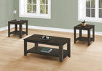 Lincoln 42" Traditional 3-Pack Coffee + 2 End Tables with Shelf - Black Brown |Ensemble 3 tables traditionnelles Lincoln de 42 po (table à café et 2 tables de bout) avec tablette - brun-noir