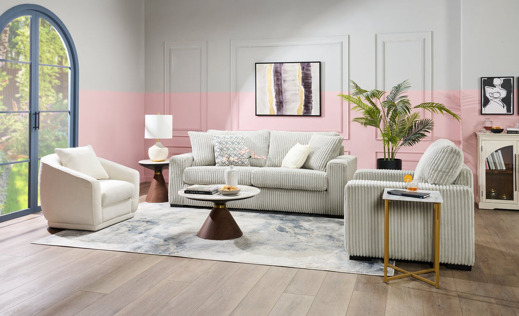 Willow 87" Light Grey Fabric Sofa with Track Arms and Reversible Seat and Back Cushions | Sofa Willow de 87 po en tissu gris clair avec accoudoirs rectilignes et coussins de siège et de dossier réversibles | WIL2GYSF