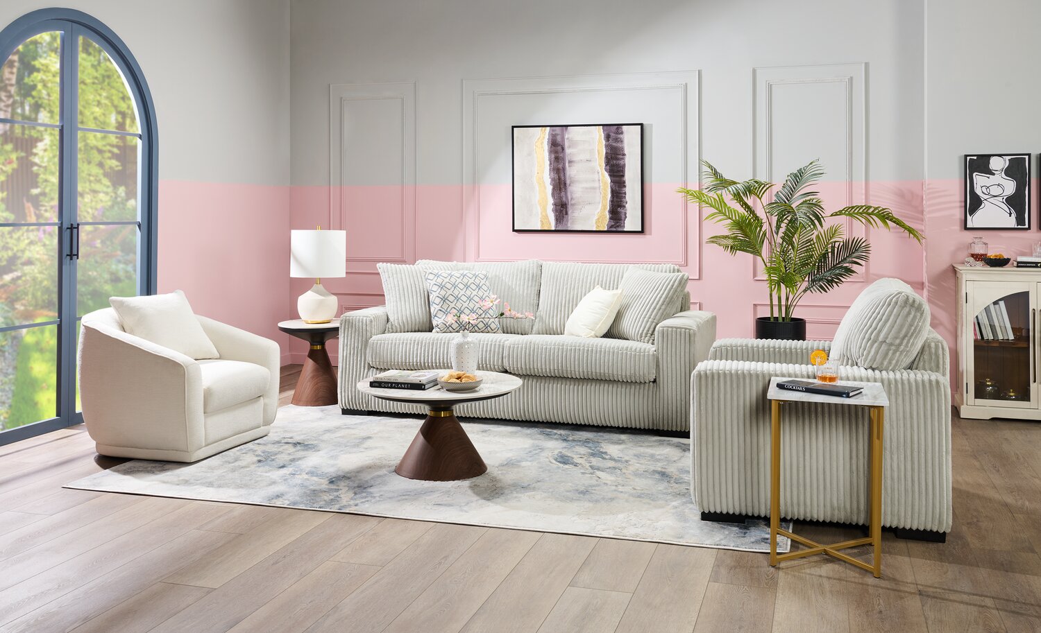 Willow 87" Light Grey Fabric Sofa with Track Arms and Reversible Seat and Back Cushions | Sofa Willow de 87 po en tissu gris clair avec accoudoirs rectilignes et coussins de siège et de dossier réversibles | WIL2GYSF