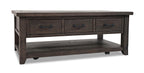 Morgan 48" Rustic Coffee Table With Storage, Shelf and Casters - Dark Brown with Reclaimed Wood|Table à café rustique Morgan de 48 po avec rangement, tablette et roulettes - brun foncé avec bois recyclé