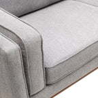 Kort & Co. Kassia 80" Linen-Look Fabric Condo Size Sofa with Wood Base and Legs - Grey | Sofa Kassia de Kort & Co. de 80 po de format condo en tissu d’apparence lin avec base et pattes en bois - gris