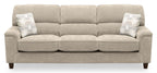 Lyric 88.1" Chenille Fabric Sofa with Reversible Seat Cushions, Accent Pillows and Wood Legs - Taupe | Sofa Lyric de 88,1 po en tissu de chenille avec coussins de siège réversibles, coussins décoratifs et pattes en bois - taupe
