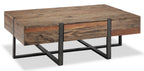 Manchester 54" Rustic Coffee Table with Storage - Brown Wood with Iron Base|Table à café rustique Manchester de 54 po avec rangement - bois brun avec base en fer