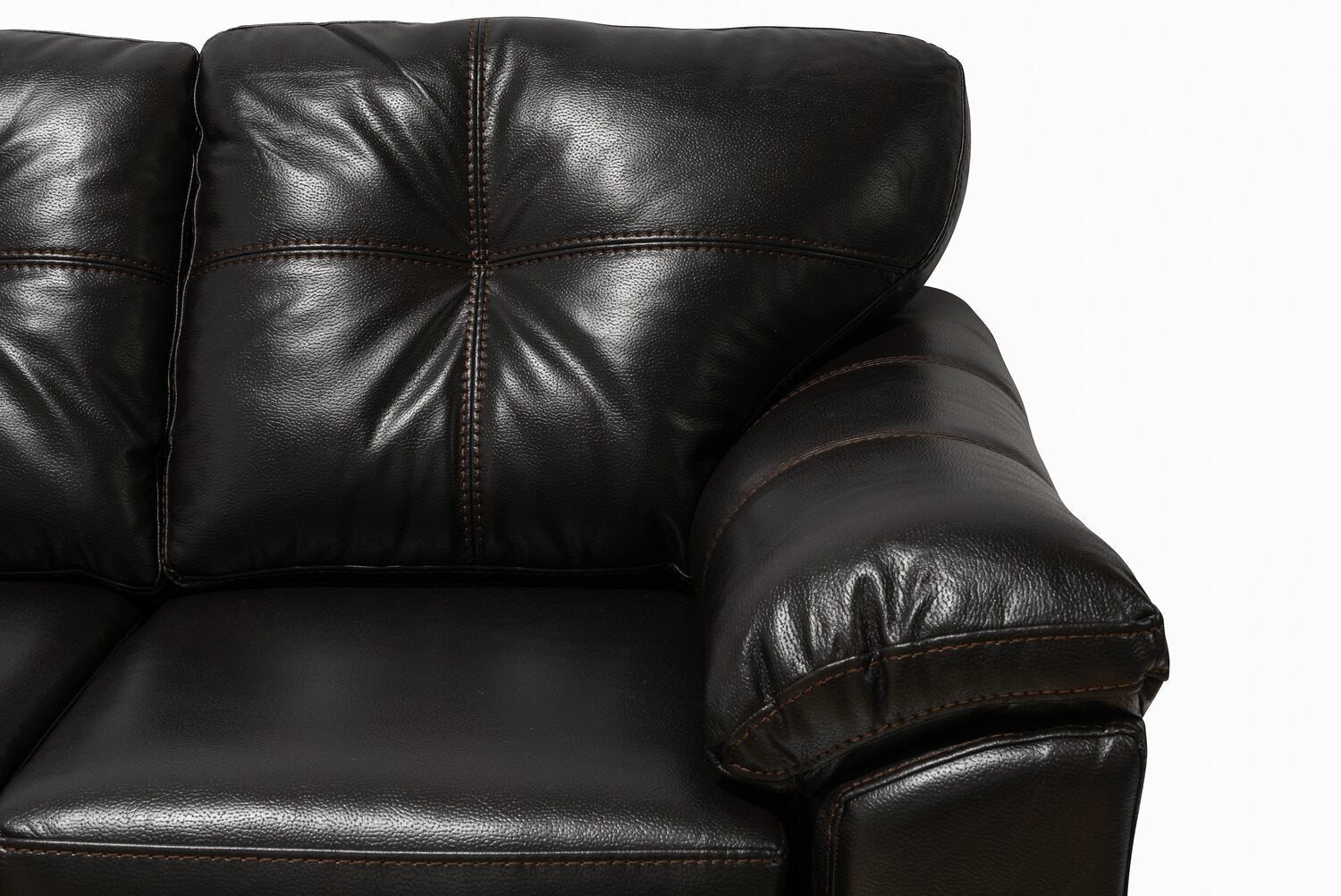Made in Canada Addison 86" Leather-Look Fabric Sofa with Removable Seat Cushion and Tufting - Blackberry Black | Sofa Addison de 86 po fabriqué au Canada en tissu d’apparence cuir avec coussin de siège amovible et capitonnage - noir mûre
