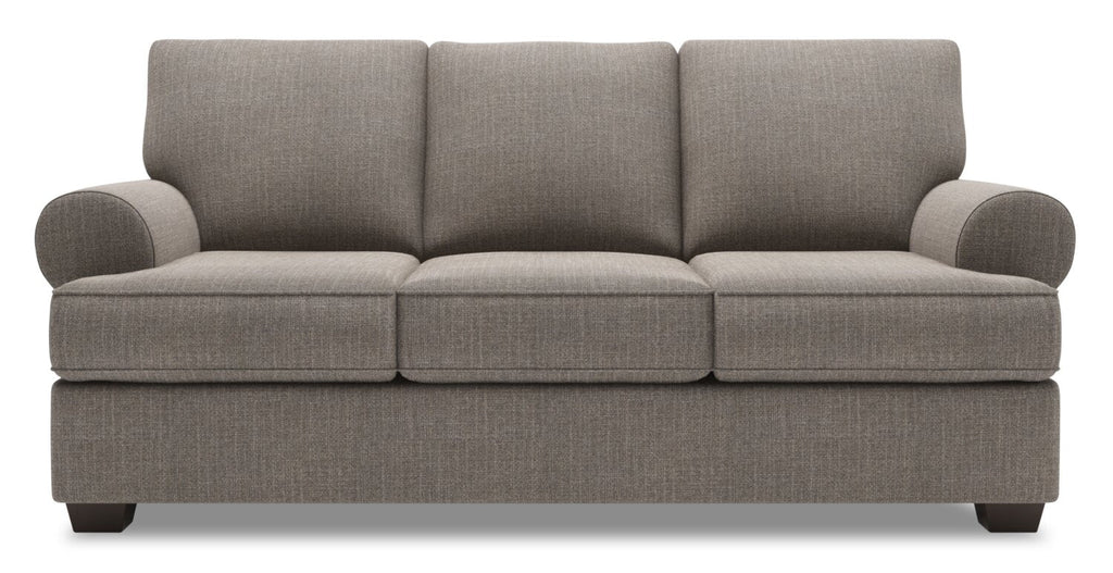 Made in Canada Customizable Sofa Lab Roll 86" Linen-Look Fabric Sofa with Rolled Arms - Luna Smoke Grey | Sofa Roll de Sofa Lab de 86 po fabriqué au Canada en tissu d’apparence lin avec accoudoirs enroulés - gris Luna Smoke | RO102391