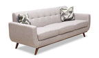 Kort & Co. Freeman 88" Linen-Look Fabric Sofa with Wood Base and Tufted Back Cushions - Dove White | Sofa Freeman Kort & Co. de 88 po en tissu d’apparence lin avec pattes en bois et coussins de dossier capitonnés - blanc colombe