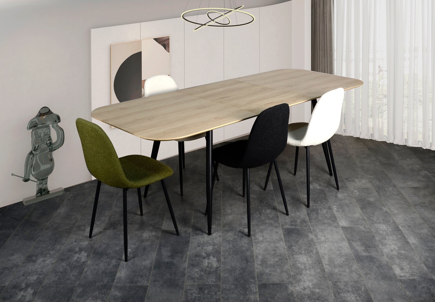 Joss Dining Chair with Polyester Fabric, Metal - White | Chaise de salle à manger Joss en tissu de polyester et en métal - blanche