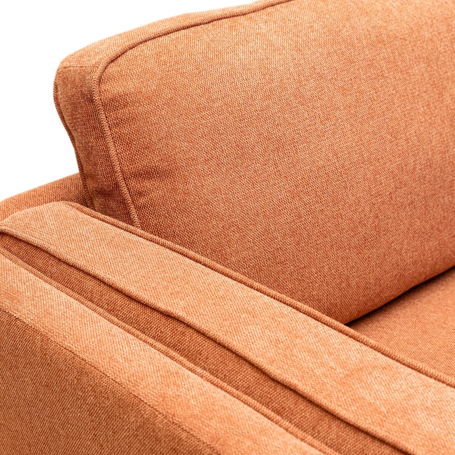 Kort & Co. Kassia 80" Linen-Look Fabric Condo Size Sofa with Wood Base and Legs - Orange | Sofa Kassia de Kort & Co. de 80 po de format condo en tissu d’apparence lin avec base et pattes en bois - orange